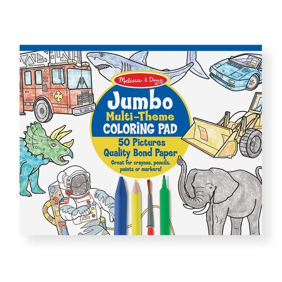 Melissa & Doug Jumbo 50-Page Kids' Coloring Pad - Space, Sharks, Sports, and More