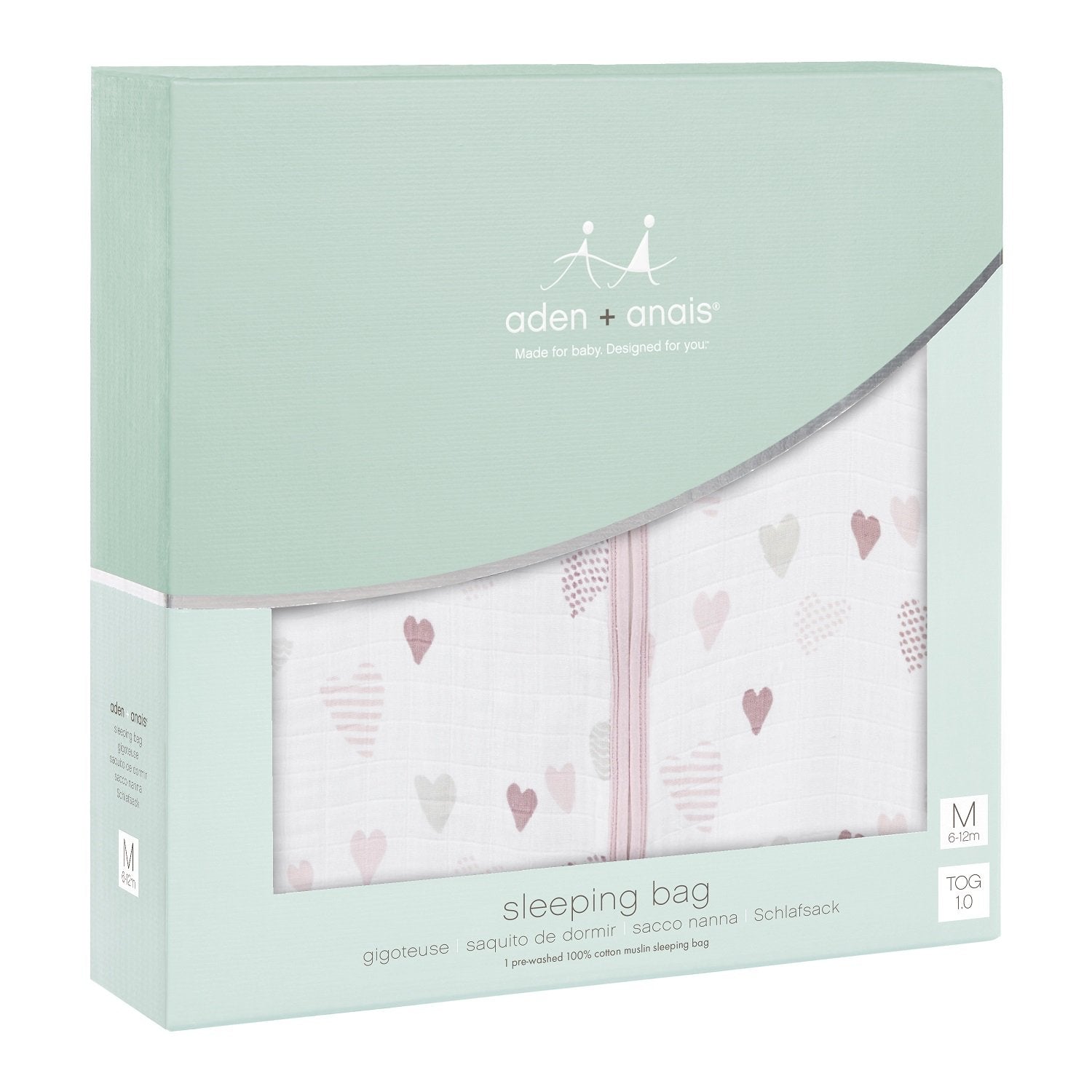 Aden Anais Classic Summer Sleeping Bag TOG Hearbreaker (medium)