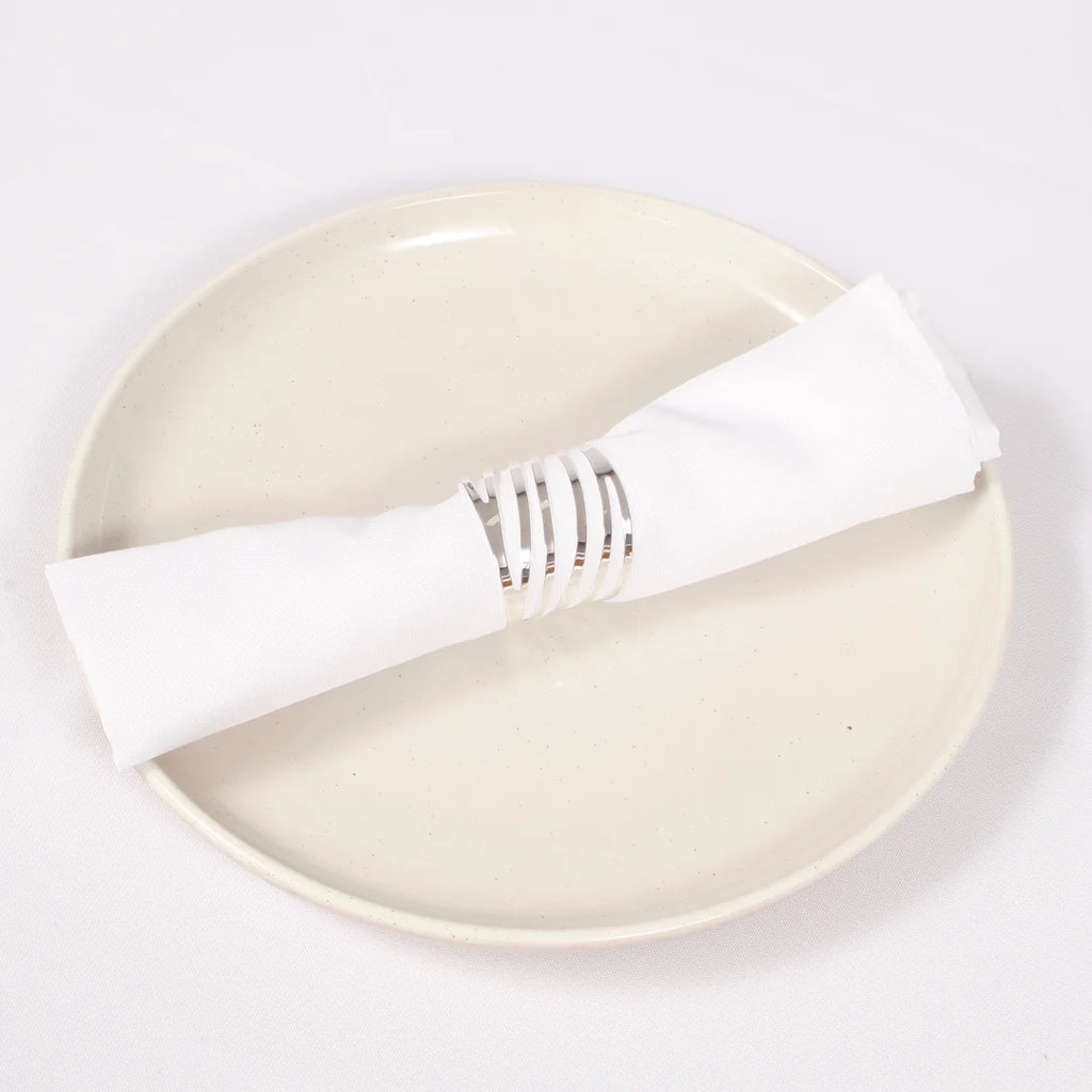 Wedding & Event Napkin Ring - Modern Linear Cut Out - Silver