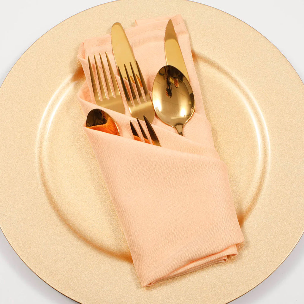 Wedding & Event Linen - Quality Polyester Napkins 50cm - Peach