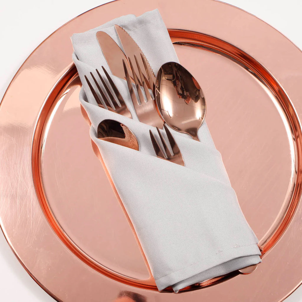 Wedding & Event Linen - Quality Polyester Napkins 50cm - Silver