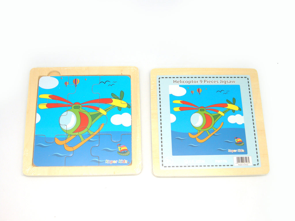Kaper Kidz - Wooden Helicopter Jigsaw Puzzle - 9pcs