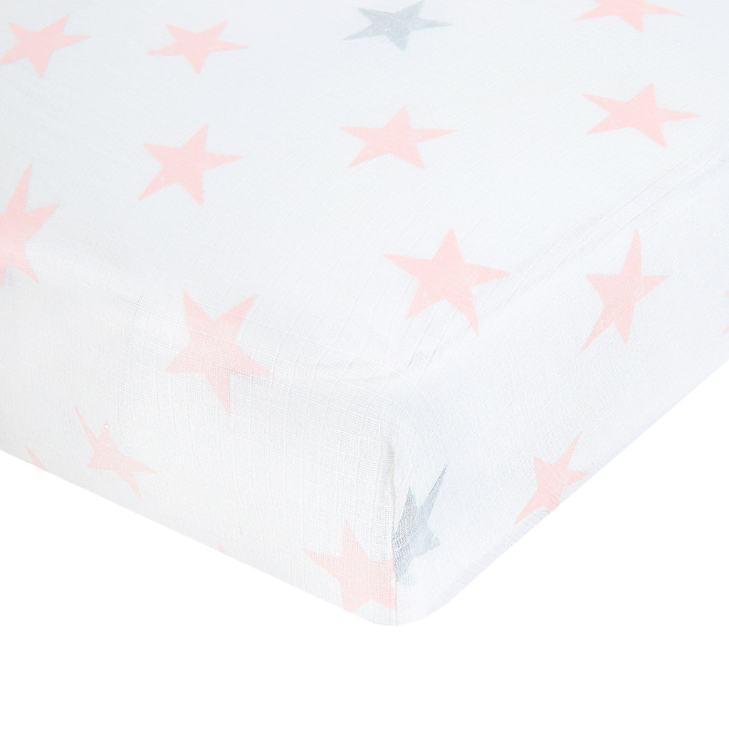 Aden Cot Sheet Doll Stars Pink by Aden+Anais