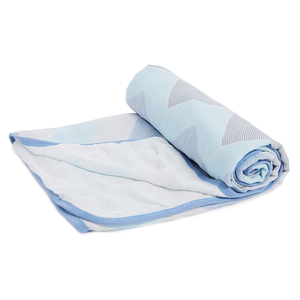 Aden Bamboo Stroller Blanket Ziggy Blue/Broken Chevron by Aden+Anais