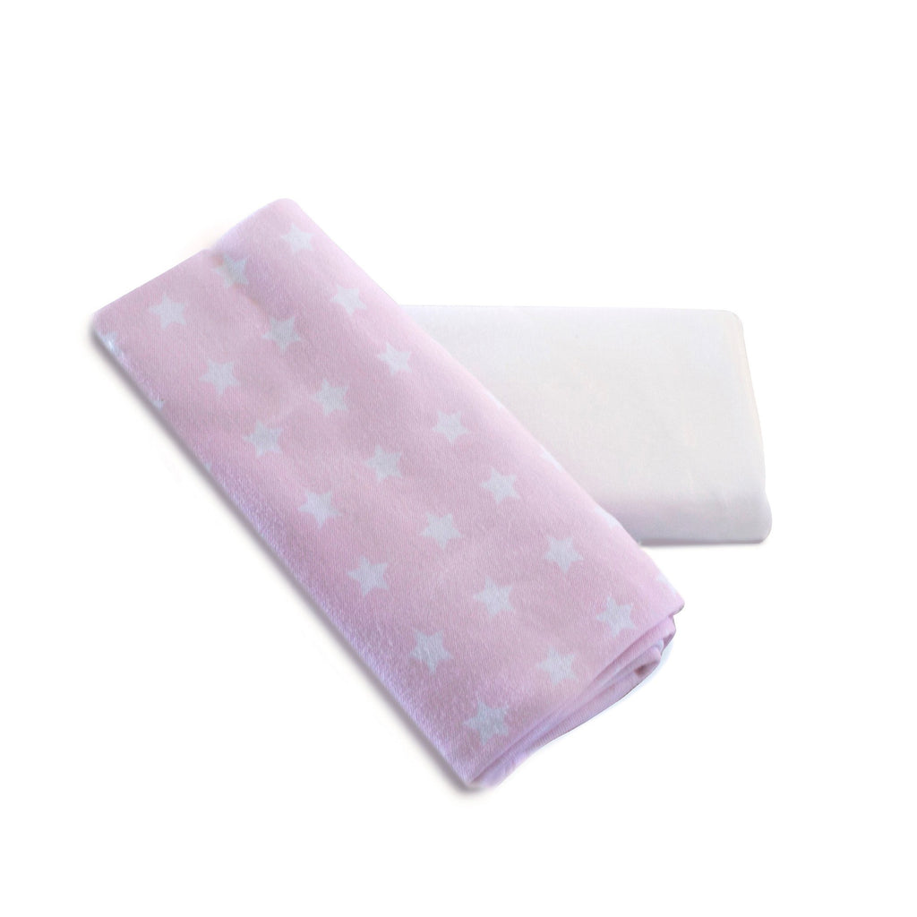 Bubba Blue Everyday Essentials 2 pack Jersey Wraps - White, Pink Stars