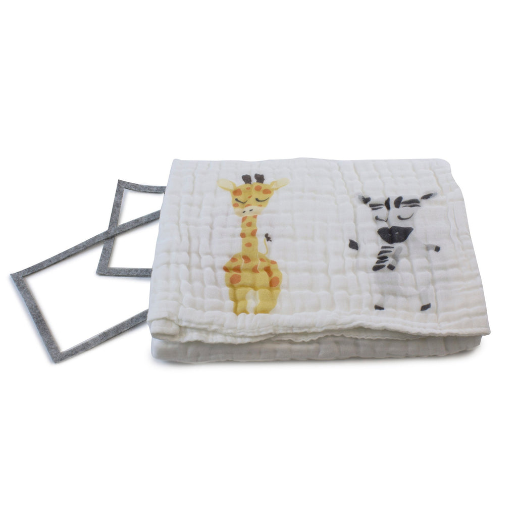 Bubba Blue Zoo Animals Milestone Muslin Blanket