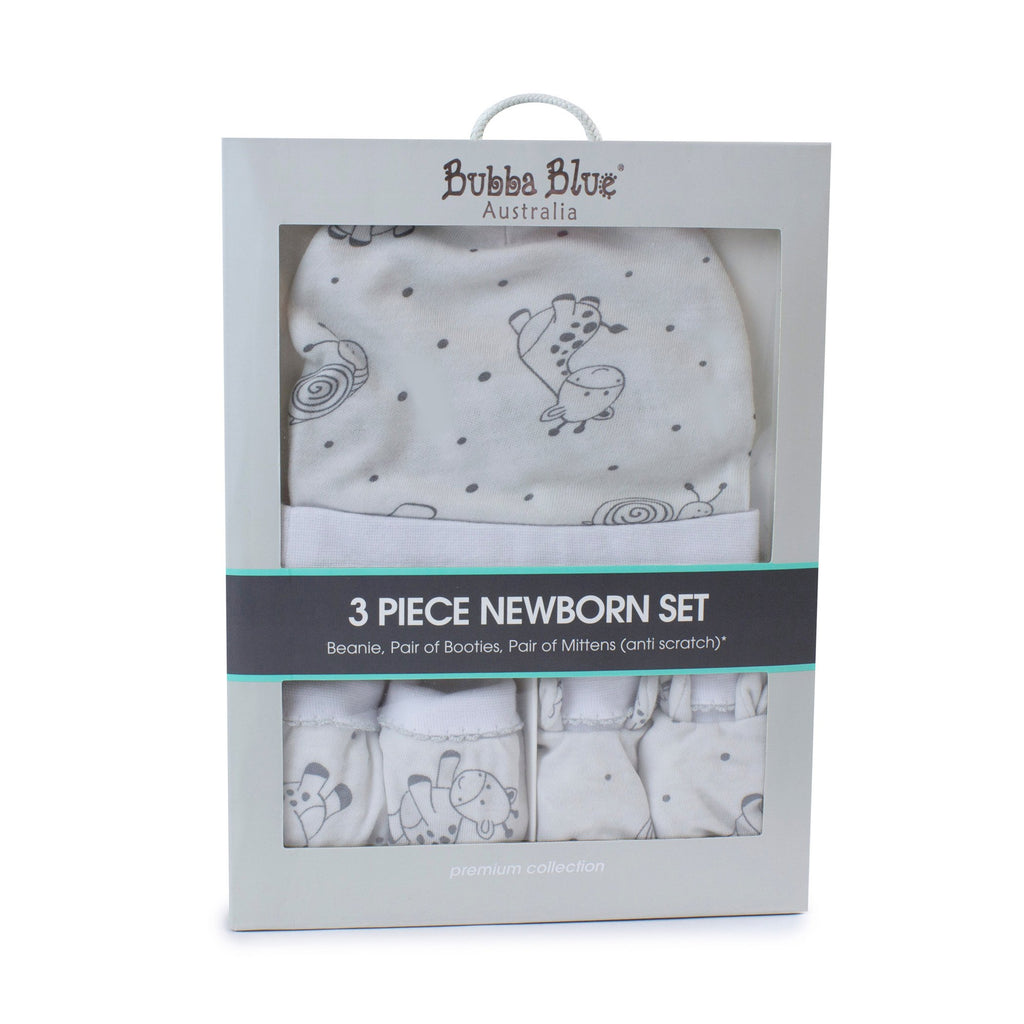 Bubba Blue Grey Playtime 3pcs Newborn Layette Gift Set