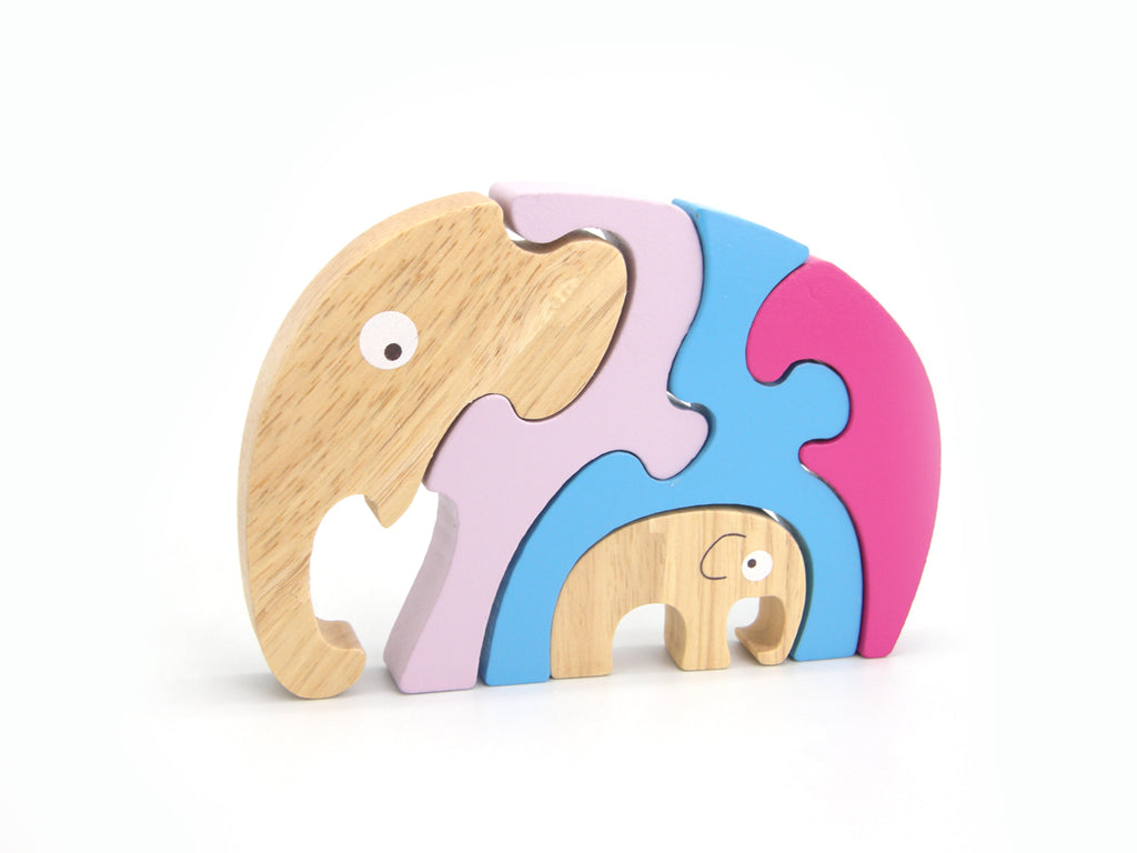 Kaper Kidz - Wooden Stacking Jigsaw - Elephant & Baby