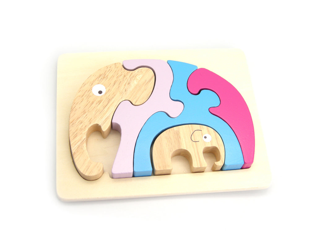 Kaper Kidz - Wooden Stacking Jigsaw - Elephant & Baby