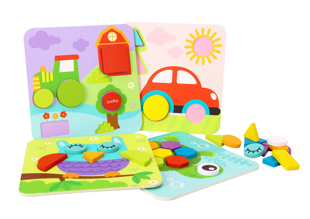 Tooky - Wooden 4 in 1 Shape Puzzle