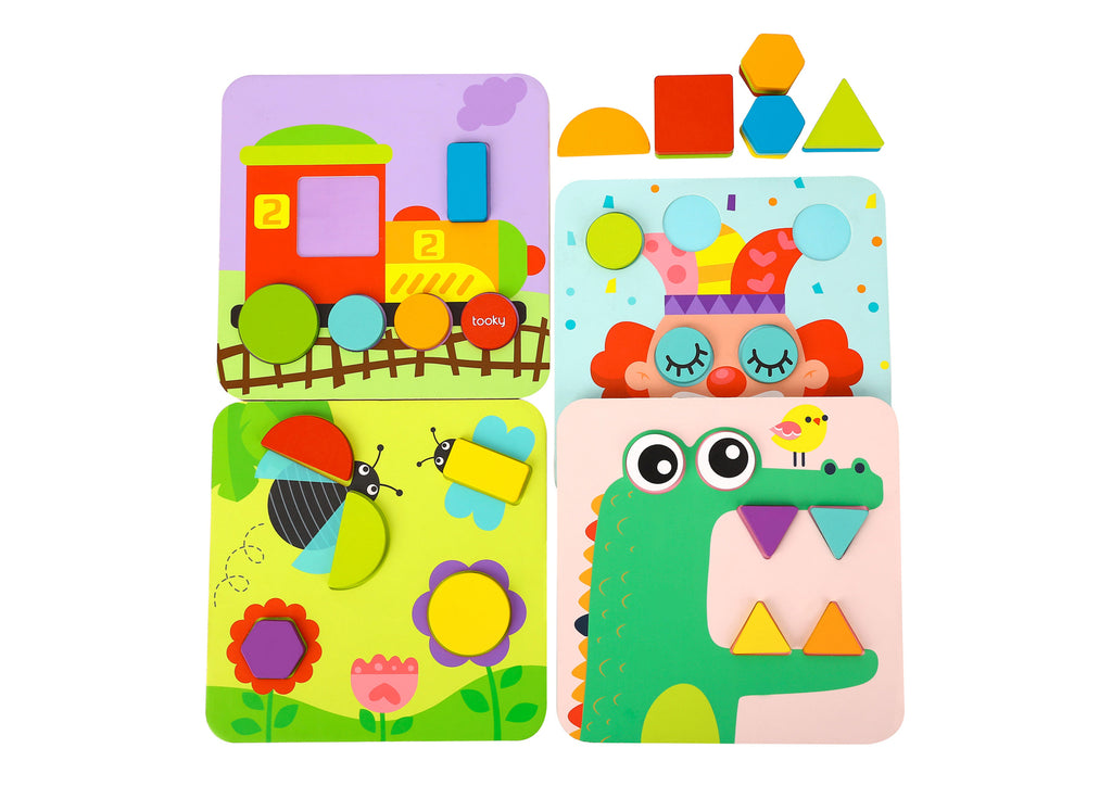 Tooky - Wooden 4 in 1 Shape Puzzle