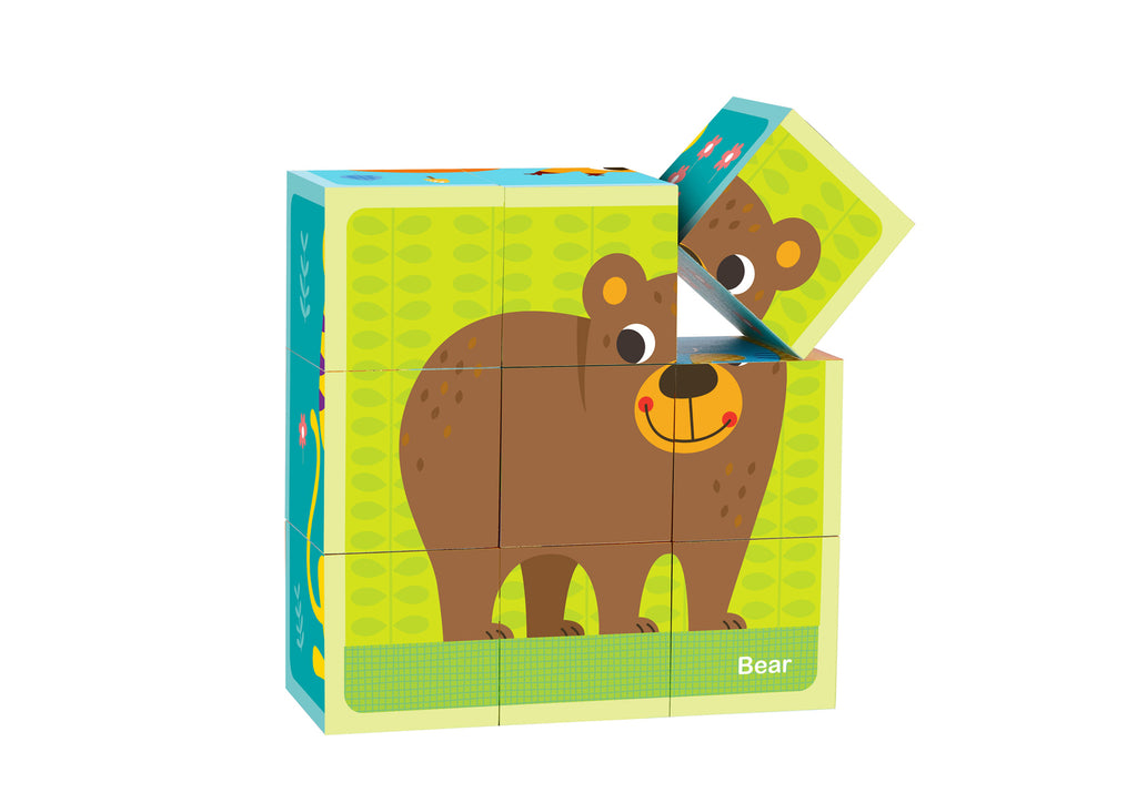 Tooky - Wooden Animal Block Puzzle with Drawing Card