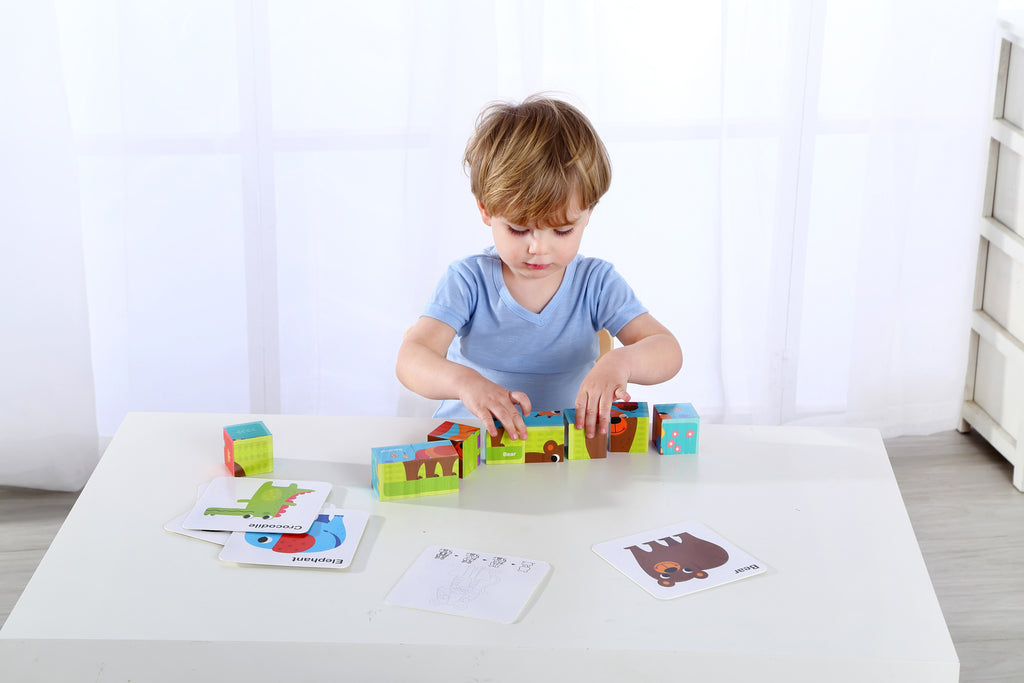 Tooky - Wooden Animal Block Puzzle with Drawing Card