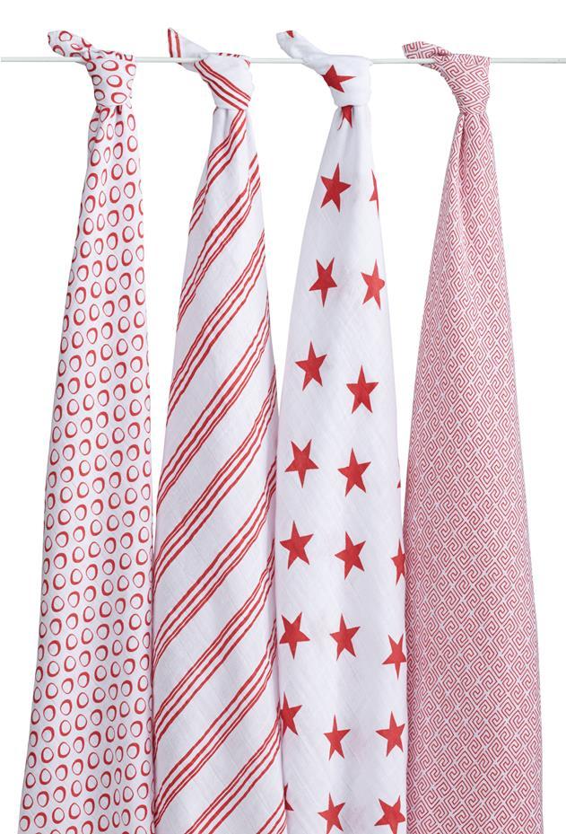 Aden + Anais Classic Swaddle Wraps 4pk - Red Collection