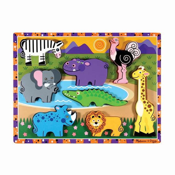 Melissa & Doug Wooden Safari Chunky Puzzle - 8 Pieces